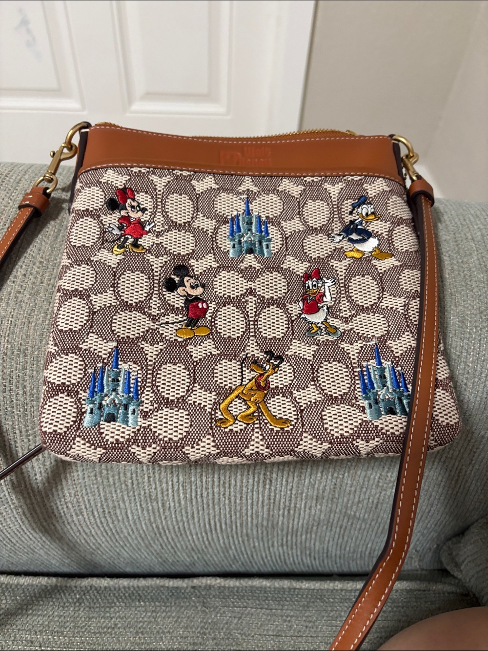 Coach Brown Signature Canvas Disney Embroidered Crossbody